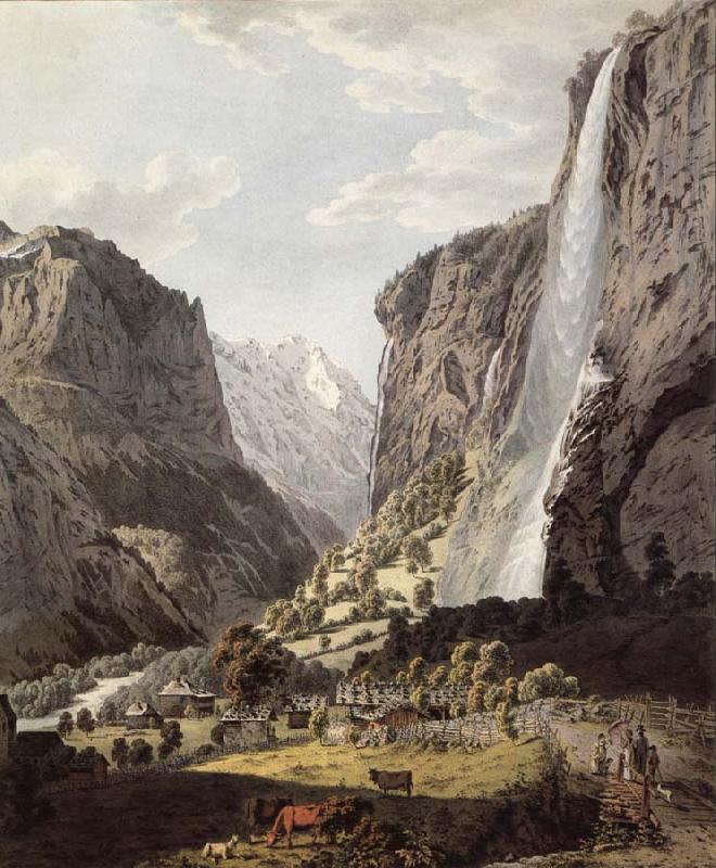 Franz Niklaus Konig The Fall of the Staubbach,dans the Vallee of Lauterbrunnen oil painting picture